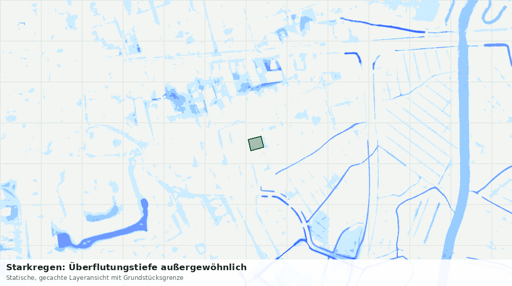 Statische Kartenansicht: Starkregen: Überflutungstiefe außergewöhnlich