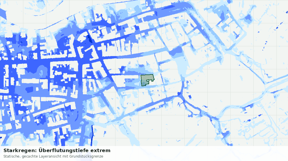 Statische Kartenansicht: Starkregen: Überflutungstiefe extrem