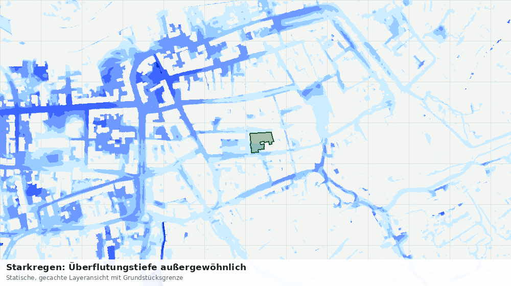 Statische Kartenansicht: Starkregen: Überflutungstiefe außergewöhnlich