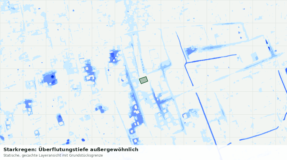 Statische Kartenansicht: Starkregen: Überflutungstiefe außergewöhnlich