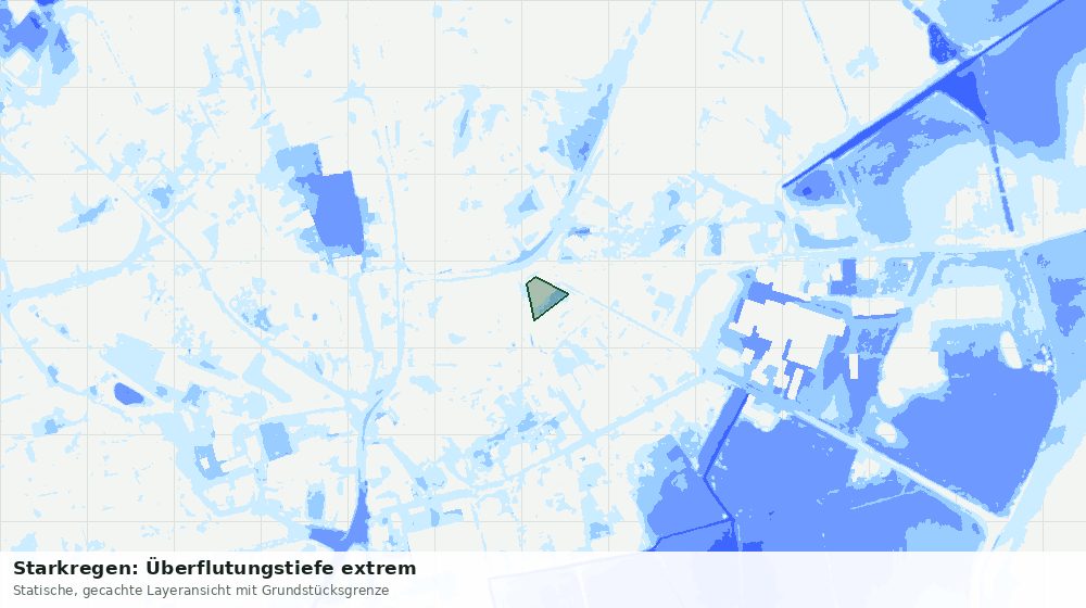 Statische Kartenansicht: Starkregen: Überflutungstiefe extrem