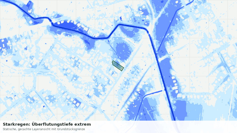 Statische Kartenansicht: Starkregen: Überflutungstiefe extrem