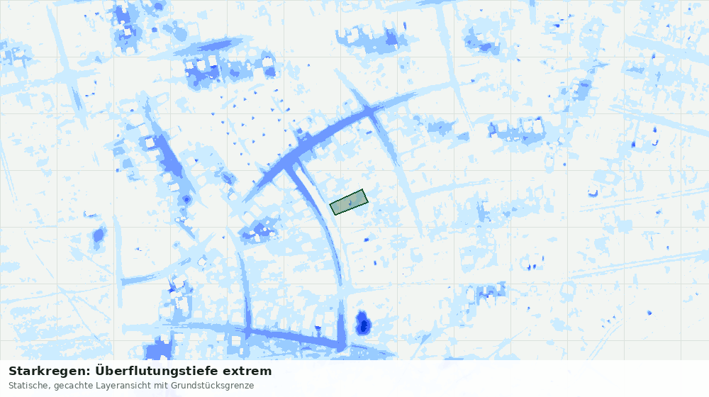 Statische Kartenansicht: Starkregen: Überflutungstiefe extrem