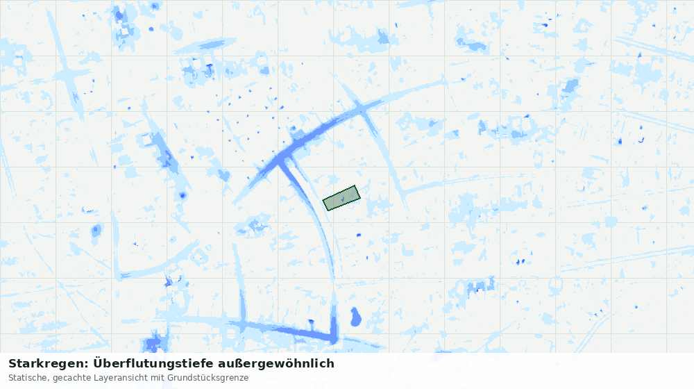 Statische Kartenansicht: Starkregen: Überflutungstiefe außergewöhnlich