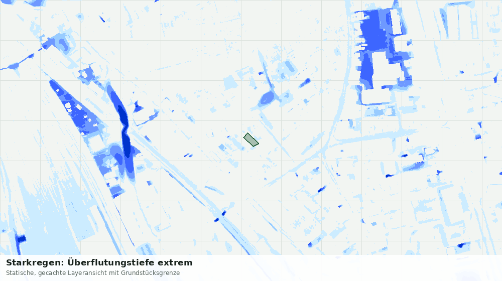 Statische Kartenansicht: Starkregen: Überflutungstiefe extrem