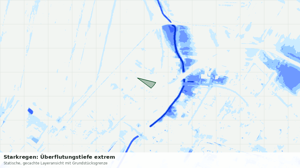 Statische Kartenansicht: Starkregen: Überflutungstiefe extrem