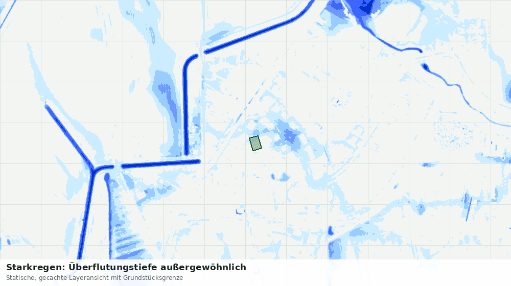 Statische Kartenansicht: Starkregen: Überflutungstiefe außergewöhnlich