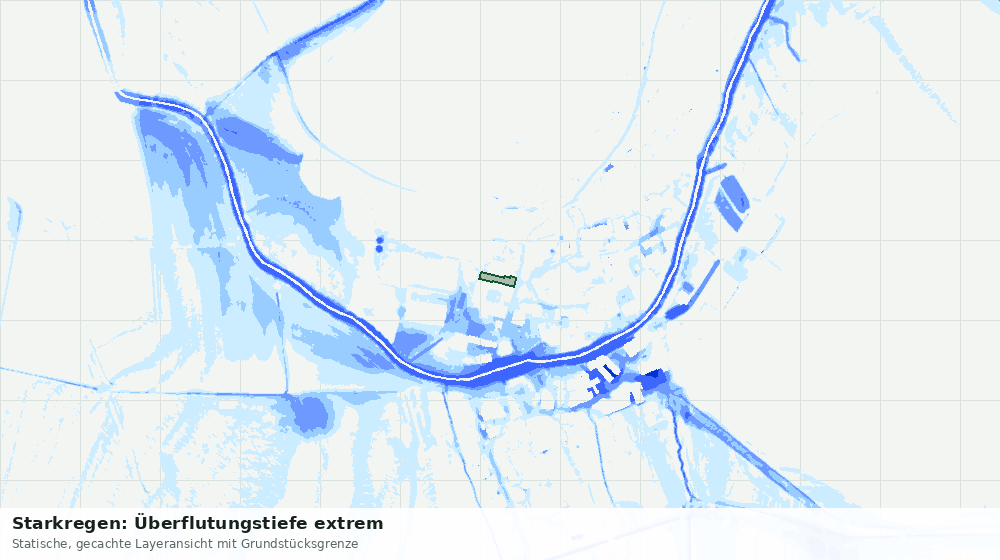 Statische Kartenansicht: Starkregen: Überflutungstiefe extrem