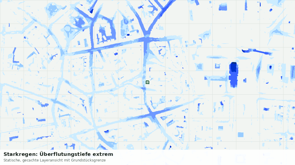 Statische Kartenansicht: Starkregen: Überflutungstiefe extrem