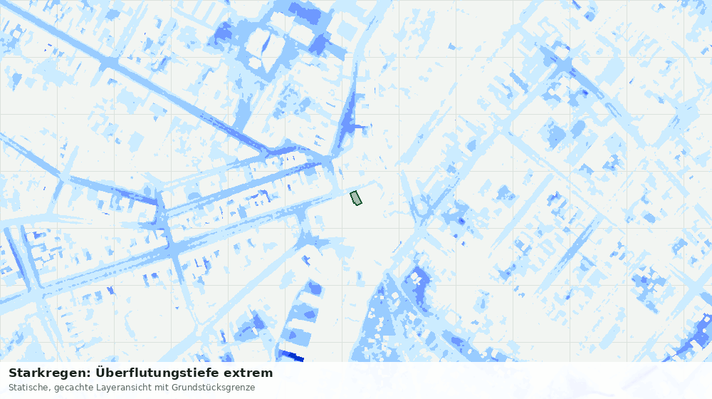 Statische Kartenansicht: Starkregen: Überflutungstiefe extrem