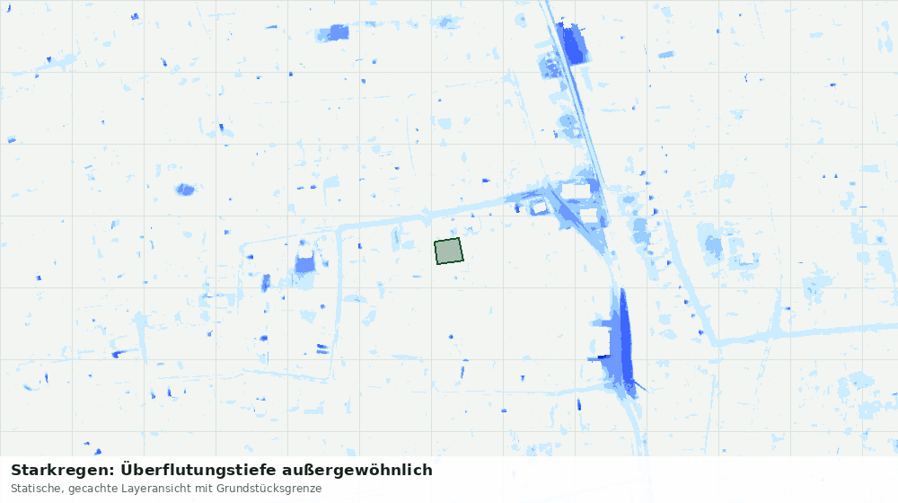 Statische Kartenansicht: Starkregen: Überflutungstiefe außergewöhnlich