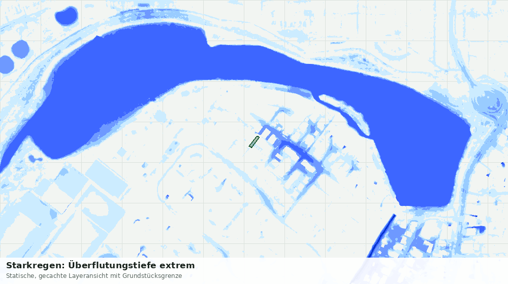 Statische Kartenansicht: Starkregen: Überflutungstiefe extrem