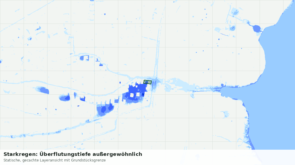 Statische Kartenansicht: Starkregen: Überflutungstiefe außergewöhnlich