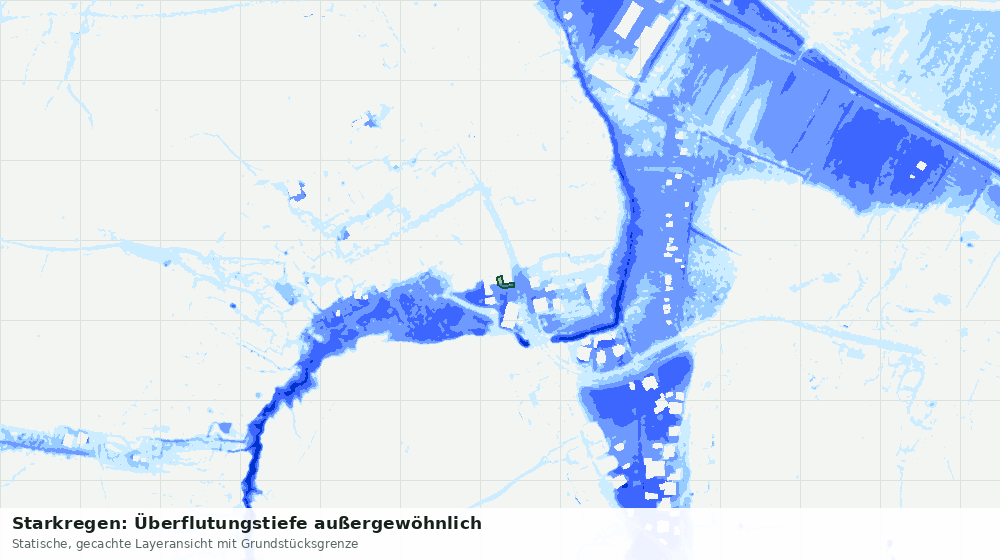 Statische Kartenansicht: Starkregen: Überflutungstiefe außergewöhnlich