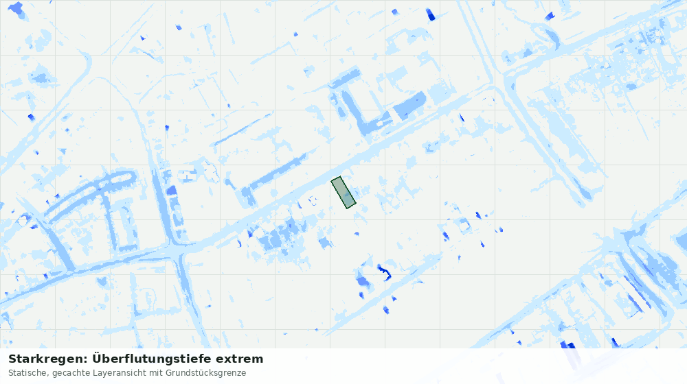 Statische Kartenansicht: Starkregen: Überflutungstiefe extrem