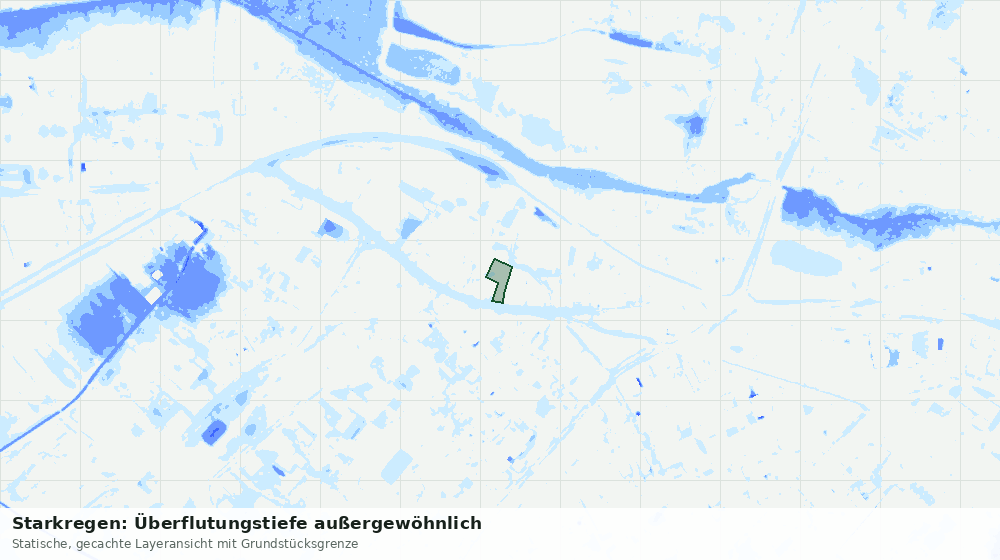 Statische Kartenansicht: Starkregen: Überflutungstiefe außergewöhnlich