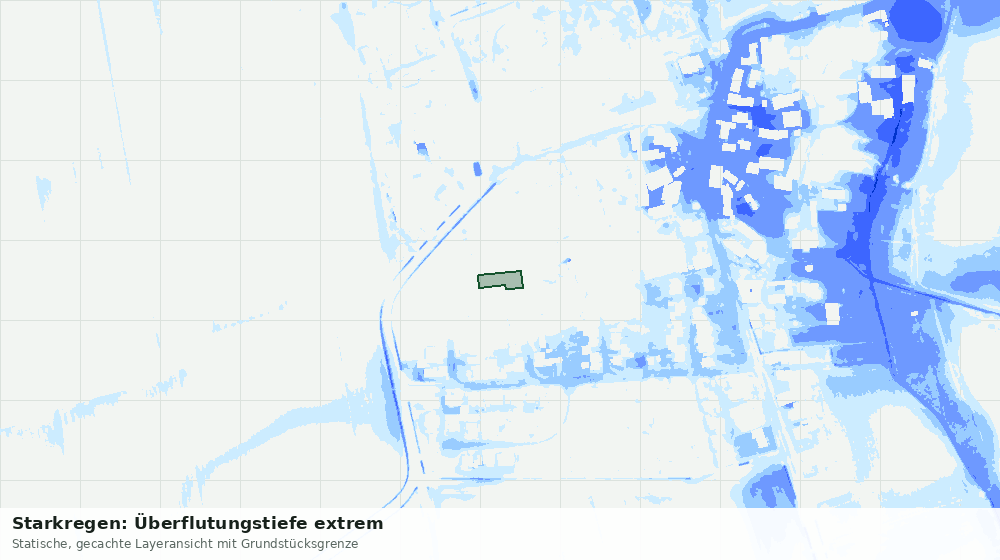 Statische Kartenansicht: Starkregen: Überflutungstiefe extrem