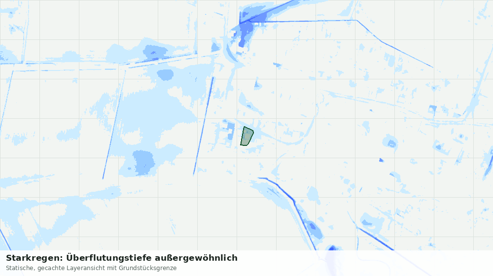 Statische Kartenansicht: Starkregen: Überflutungstiefe außergewöhnlich