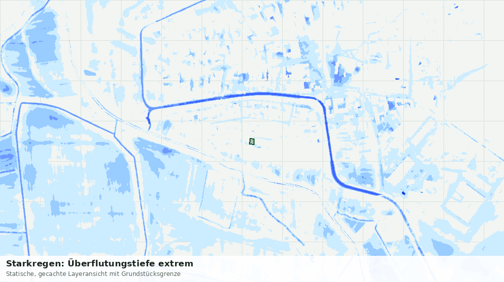 Statische Kartenansicht: Starkregen: Überflutungstiefe extrem