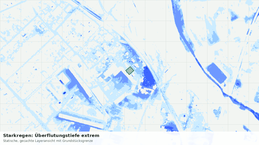 Statische Kartenansicht: Starkregen: Überflutungstiefe extrem