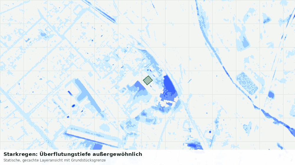 Statische Kartenansicht: Starkregen: Überflutungstiefe außergewöhnlich