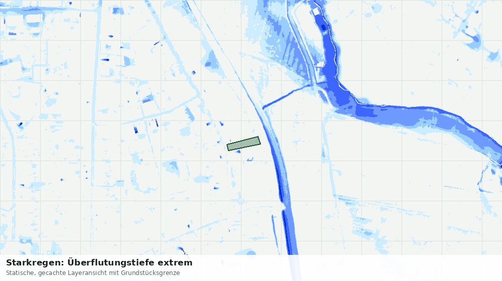 Statische Kartenansicht: Starkregen: Überflutungstiefe extrem