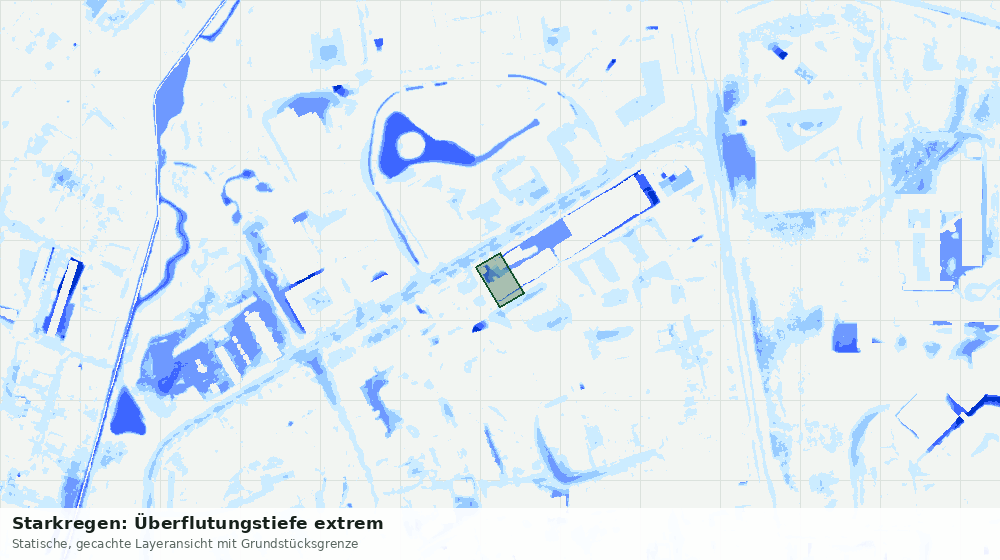 Statische Kartenansicht: Starkregen: Überflutungstiefe extrem