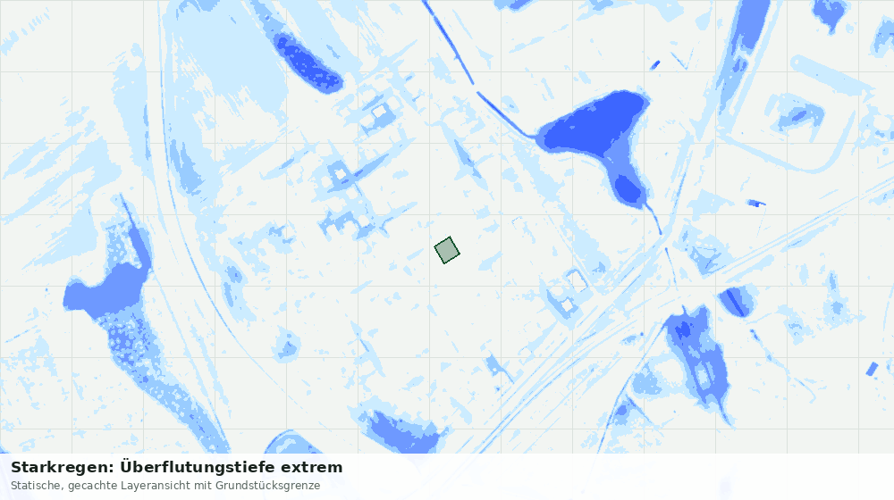 Statische Kartenansicht: Starkregen: Überflutungstiefe extrem