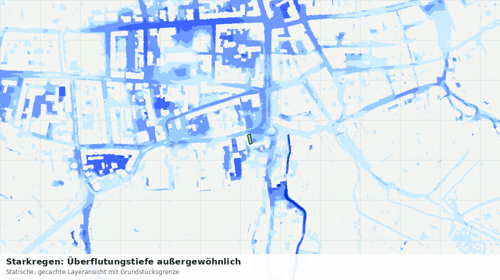 Statische Kartenansicht: Starkregen: Überflutungstiefe außergewöhnlich