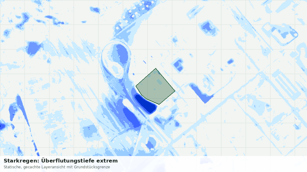 Statische Kartenansicht: Starkregen: Überflutungstiefe extrem
