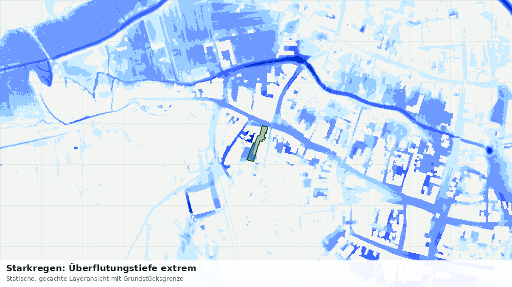 Statische Kartenansicht: Starkregen: Überflutungstiefe extrem