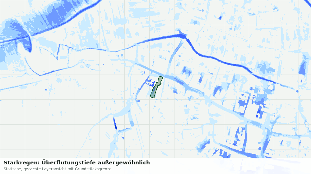 Statische Kartenansicht: Starkregen: Überflutungstiefe außergewöhnlich