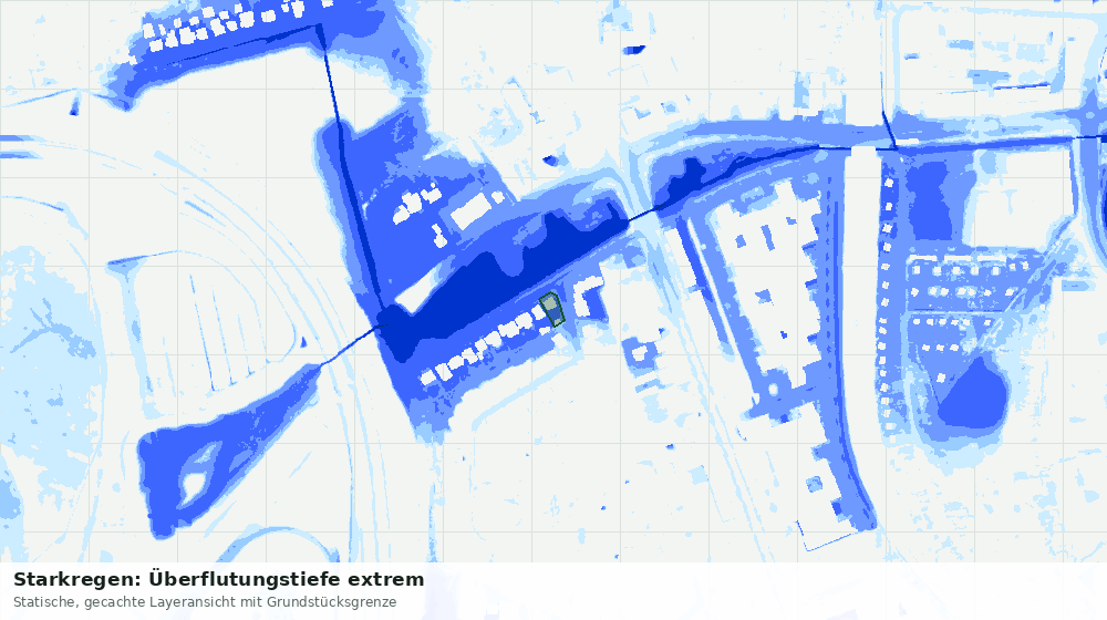 Statische Kartenansicht: Starkregen: Überflutungstiefe extrem