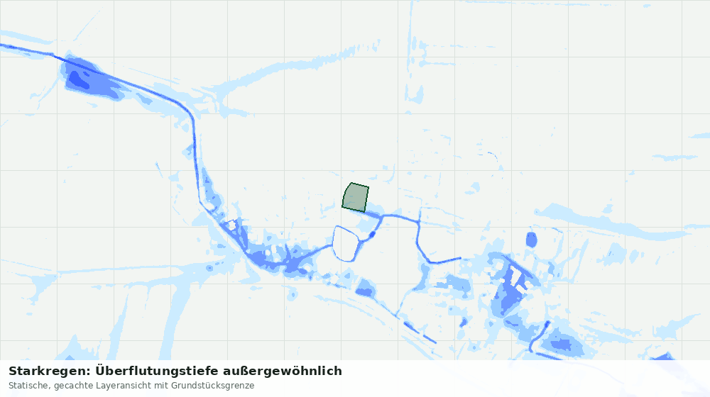 Statische Kartenansicht: Starkregen: Überflutungstiefe außergewöhnlich