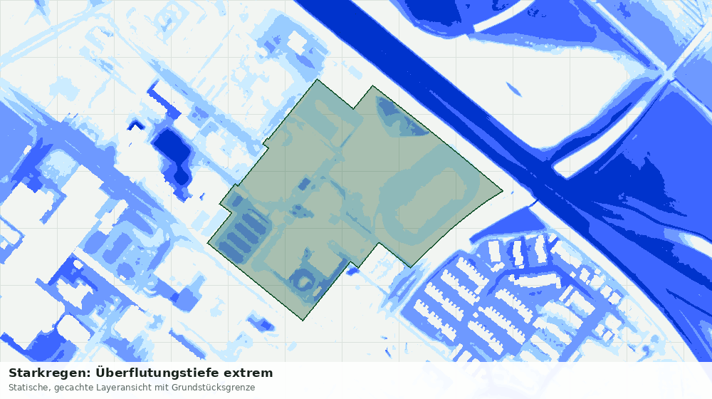 Statische Kartenansicht: Starkregen: Überflutungstiefe extrem