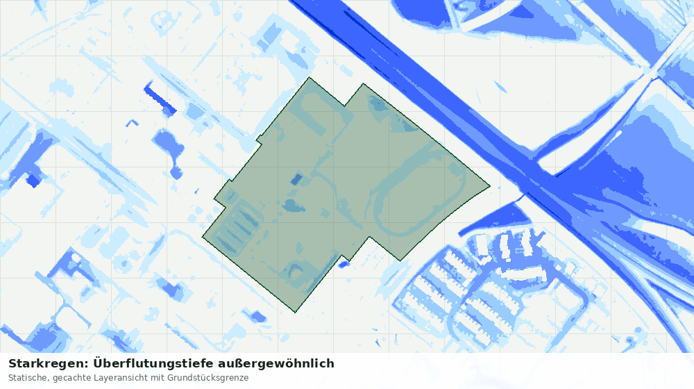 Statische Kartenansicht: Starkregen: Überflutungstiefe außergewöhnlich
