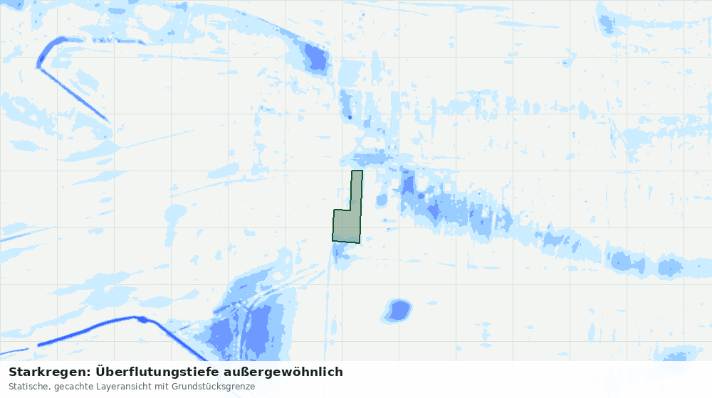 Statische Kartenansicht: Starkregen: Überflutungstiefe außergewöhnlich