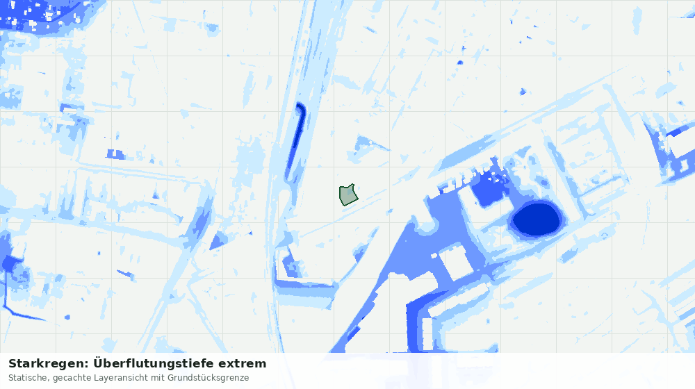 Statische Kartenansicht: Starkregen: Überflutungstiefe extrem