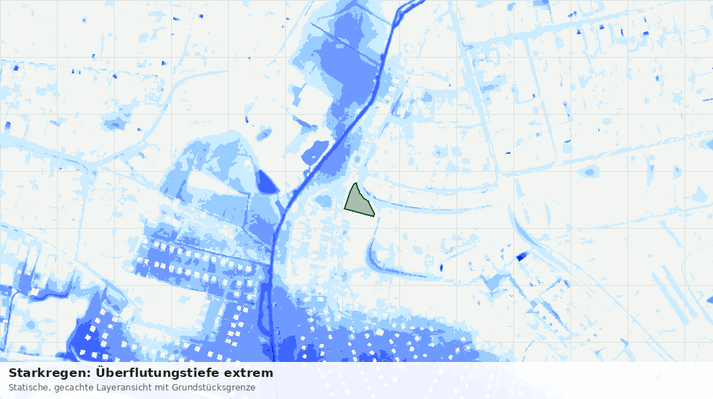 Statische Kartenansicht: Starkregen: Überflutungstiefe extrem