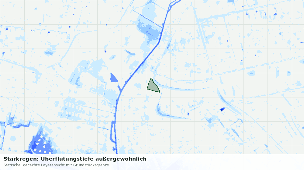 Statische Kartenansicht: Starkregen: Überflutungstiefe außergewöhnlich