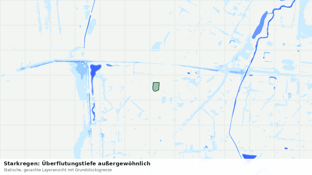 Statische Kartenansicht: Starkregen: Überflutungstiefe außergewöhnlich