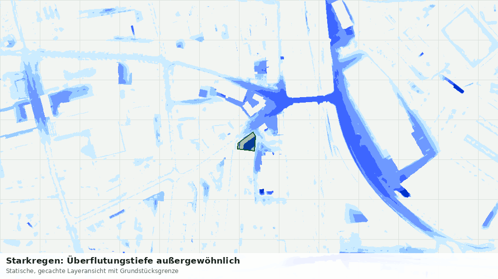 Statische Kartenansicht: Starkregen: Überflutungstiefe außergewöhnlich