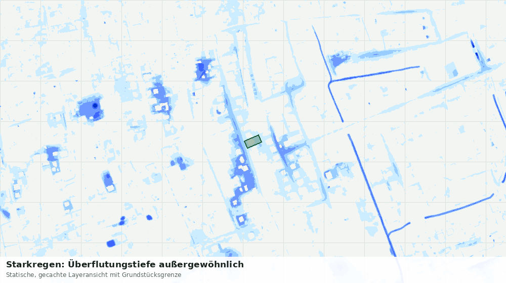 Statische Kartenansicht: Starkregen: Überflutungstiefe außergewöhnlich