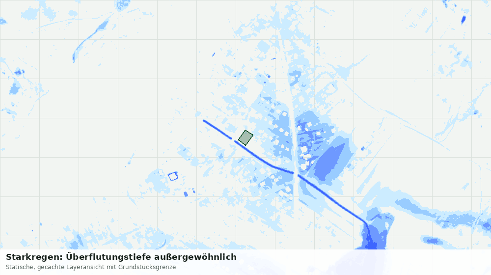 Statische Kartenansicht: Starkregen: Überflutungstiefe außergewöhnlich