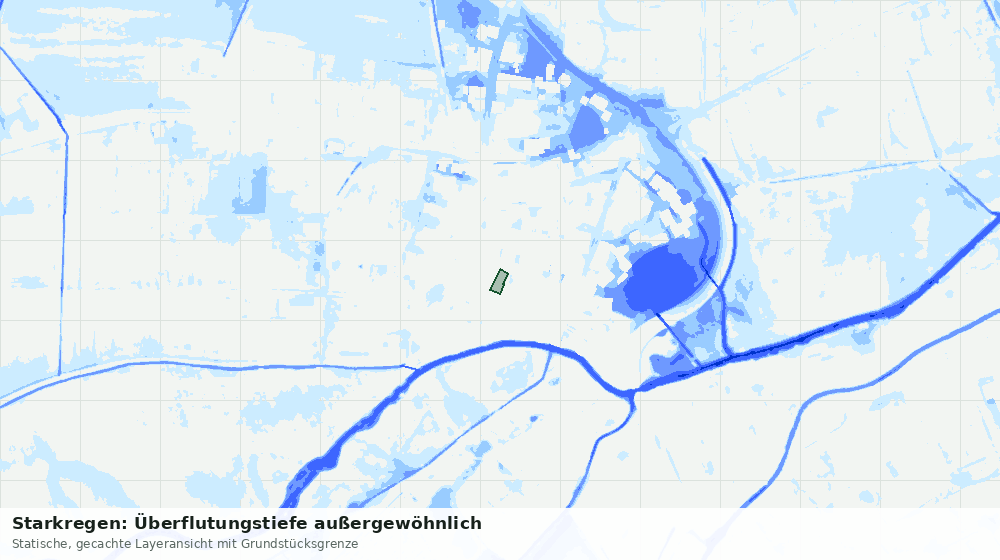 Statische Kartenansicht: Starkregen: Überflutungstiefe außergewöhnlich