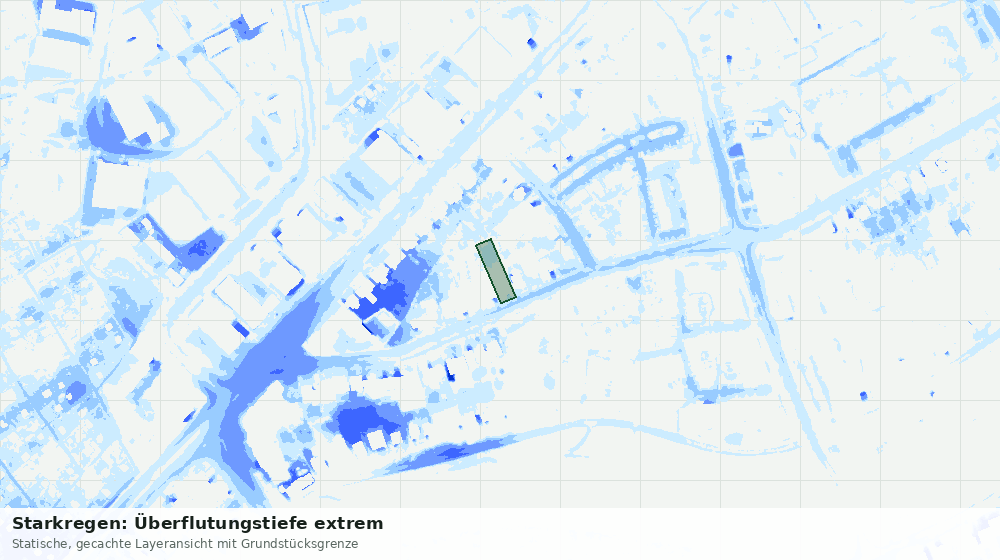 Statische Kartenansicht: Starkregen: Überflutungstiefe extrem