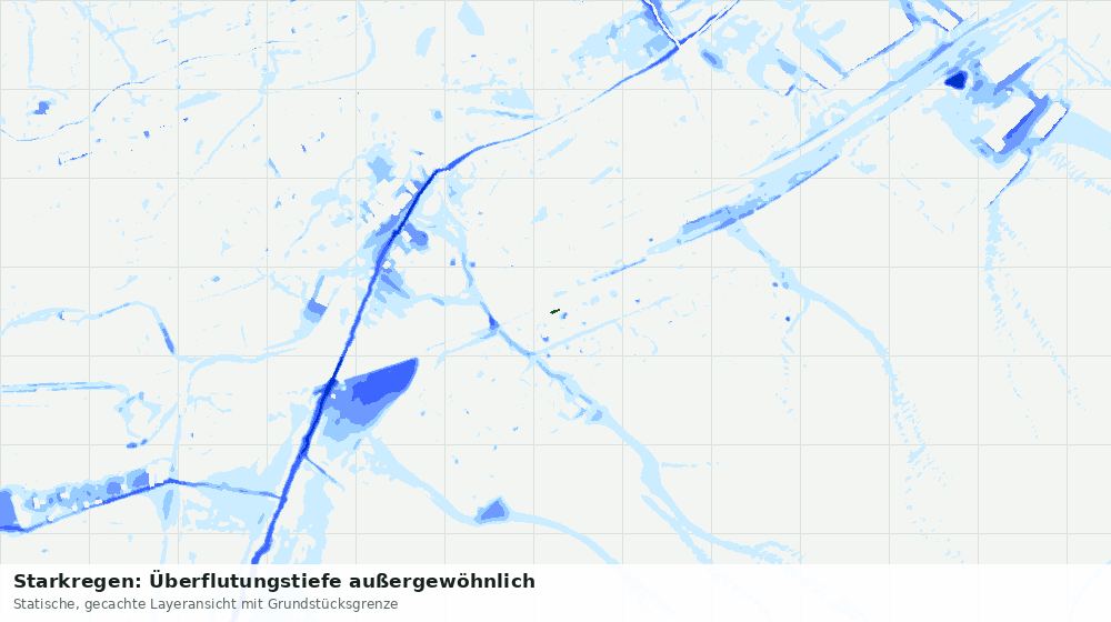 Statische Kartenansicht: Starkregen: Überflutungstiefe außergewöhnlich