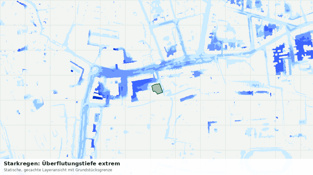 Statische Kartenansicht: Starkregen: Überflutungstiefe extrem
