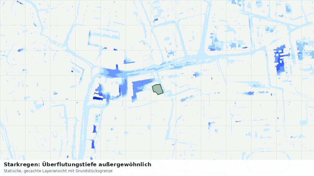 Statische Kartenansicht: Starkregen: Überflutungstiefe außergewöhnlich