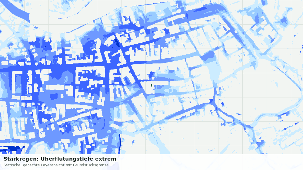 Statische Kartenansicht: Starkregen: Überflutungstiefe extrem